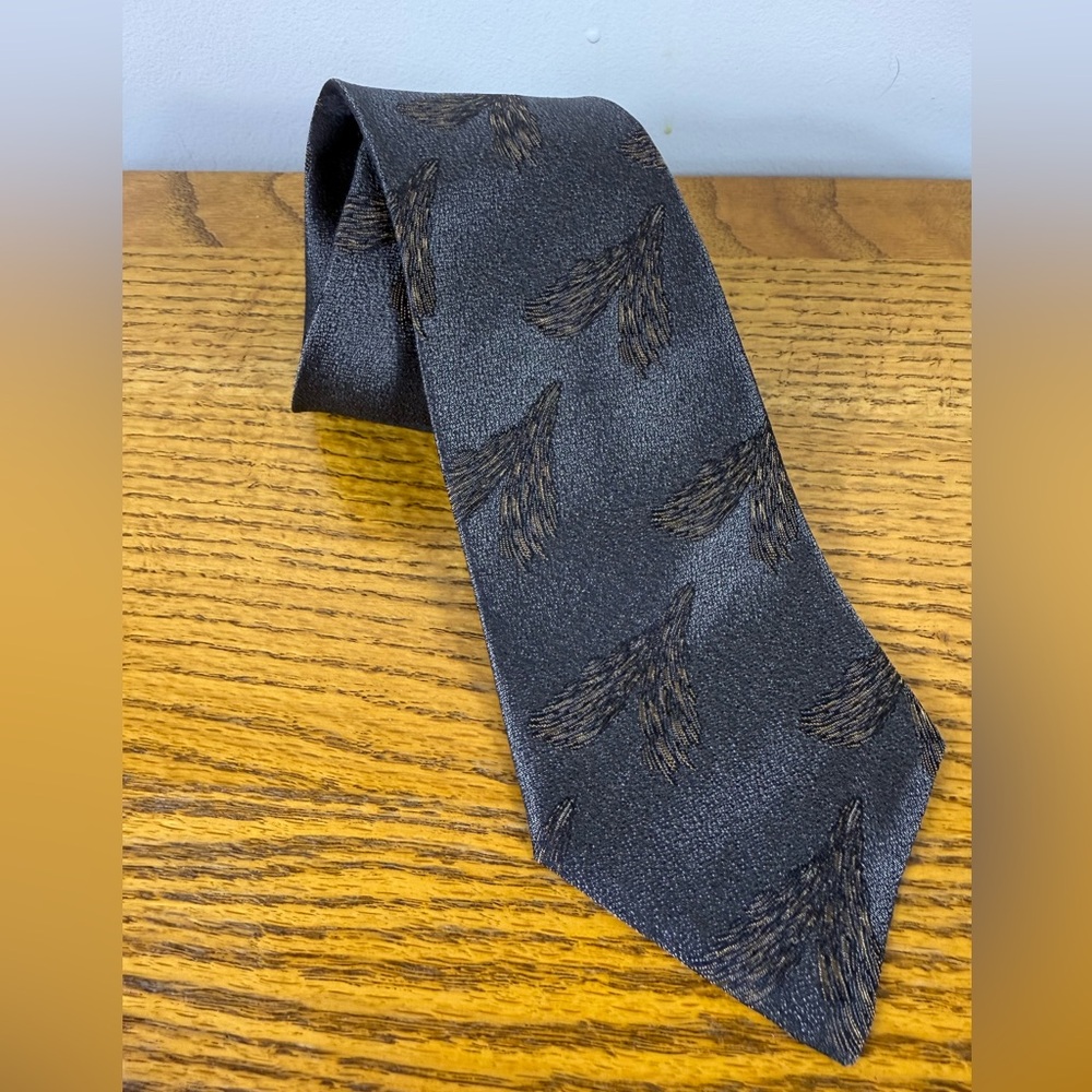 Damon Mens Silk Neck Tie‎ Charcoal Gray Black Officewear